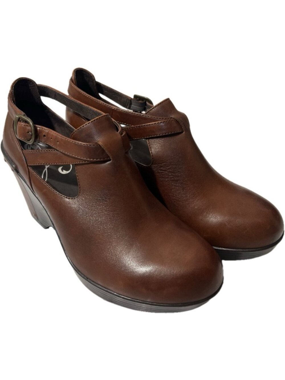 Dansko Franka Womens Buckle Wedge Heels Ankle Bootie Brown Leather EU 37 US 7